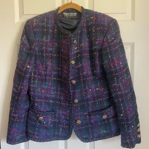 Vintage Tweed Plaid Skirt Suit